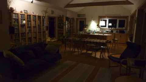 Kitchen Lighting shown inside of off grid home