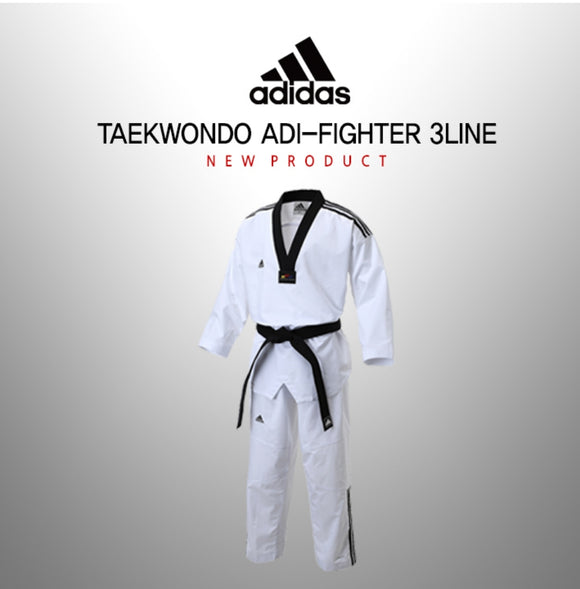 Adi-Fighter 3line Taekwondo uniform (dobok) – phoenixmartialartssupplies