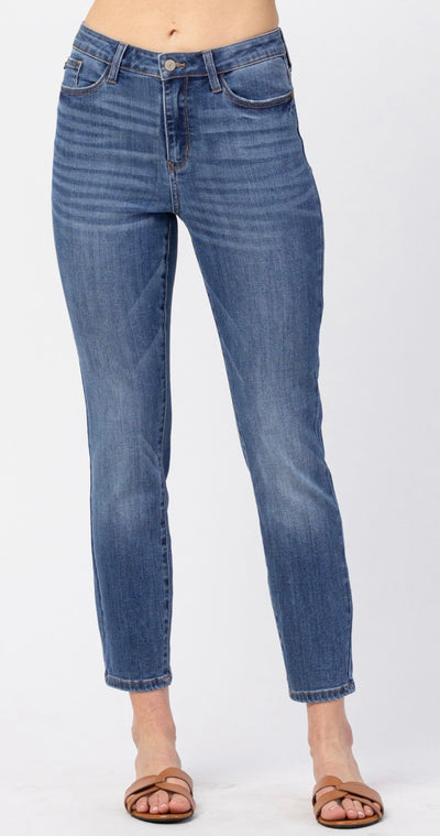 Judy Blue Women's High-Rise Front Seam & Dart Detail Wide-Leg Jeans 88664  (Dark Blue, 7) at  Women's Jeans store