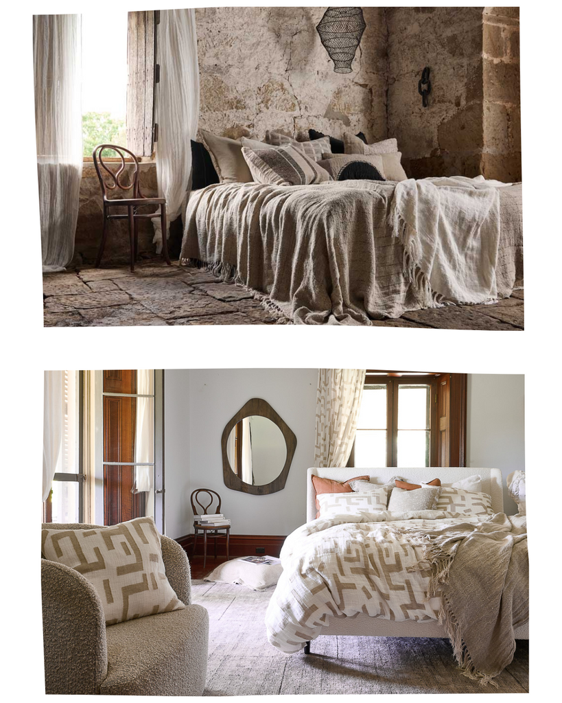 mayla linen bedcover and the antico duvet set
