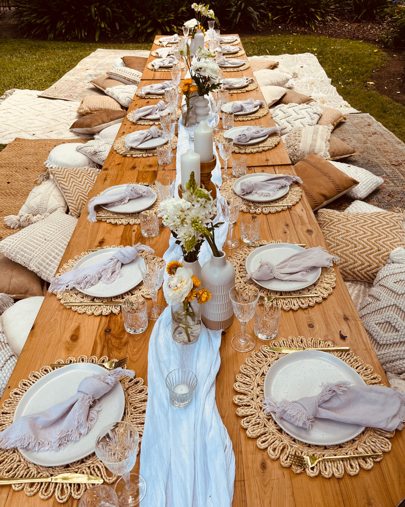 tablescape set up by memory lane events