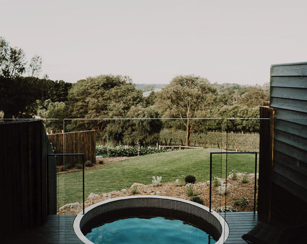 Each villa includes their own private mineral plunge pool or outdoor concrete bath