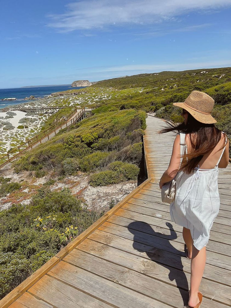 tahlia pretty in the carter linen slip dress exploring kangaroo island