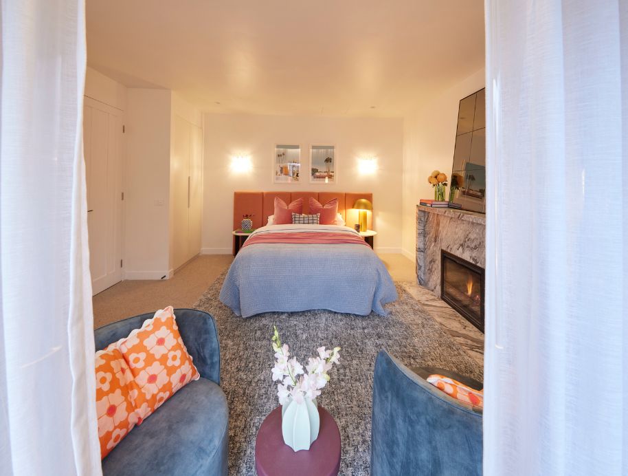 leah and ash's redo room home office turned ecelectic fourth bedroom with original marble fireplace and a lighter less moody overall look