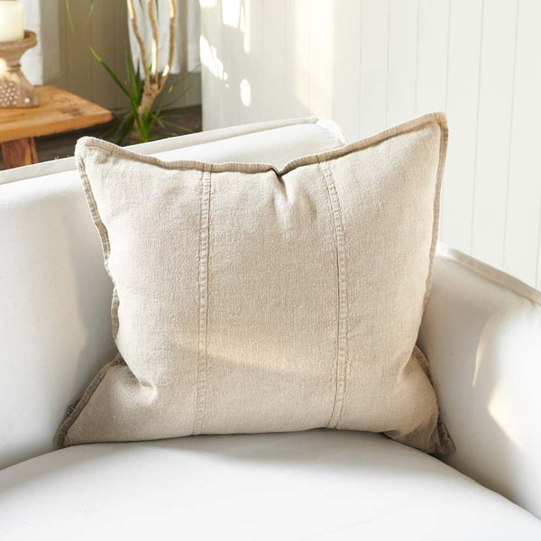 Nutmeg Striped Outdoor Linen Cushion