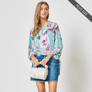 3/4 Sleeve Lizzy Medallion Blouse - Plus Size - Tilden Co. LLC