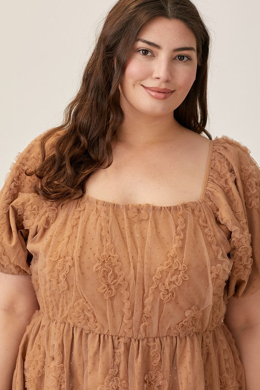 Final Sale Plus Size Smocked BabyDoll Top in Hot Pink