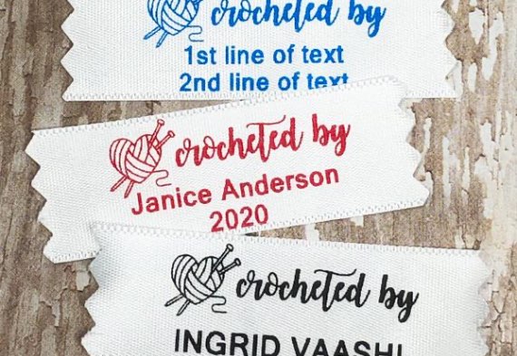 Personalized Fabric Crocheting Label - 3 Line Layout