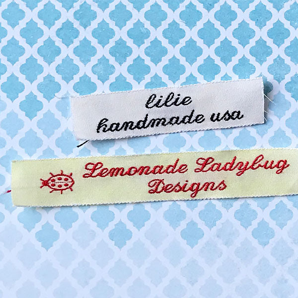 Image of Woven Label #F80 - Two Lines Script Text