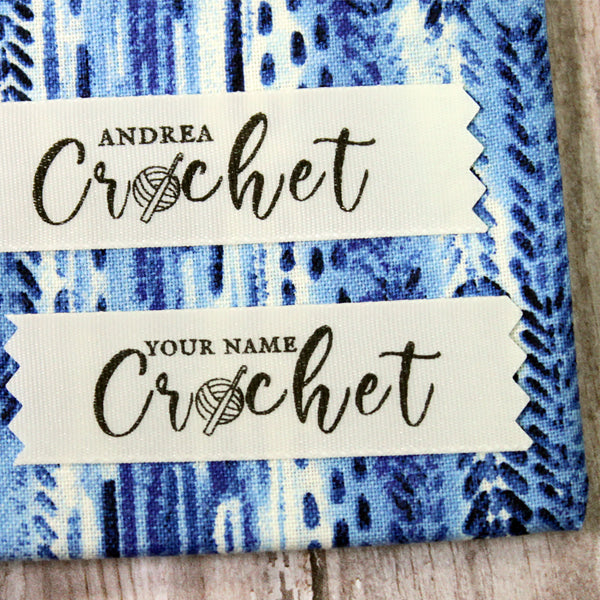 Image of Crochet with Name Creme Satin Label