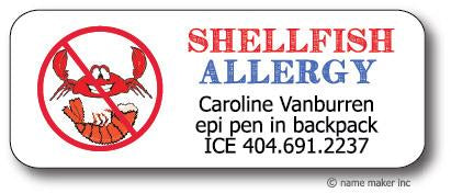 allergy waterproof shellfish stickers medical label