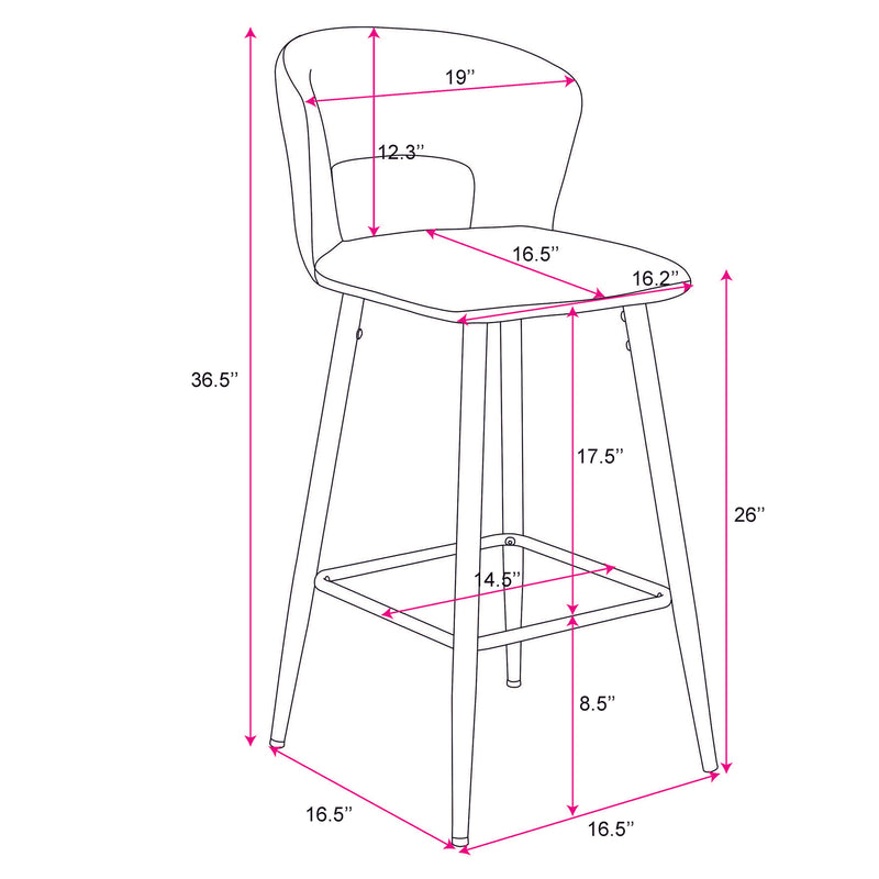 Colibri Counter Stool - Light Grey Velvet