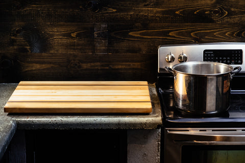 Wooden Cutting Board Stovetop Cover. Engraved Oven Cover. Shop Now!