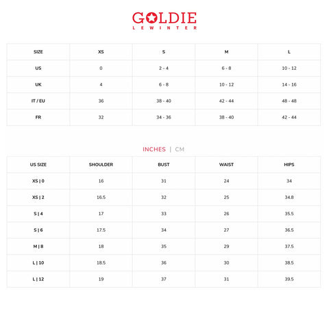 Goldie Tees Size Chart - Paula & Chlo