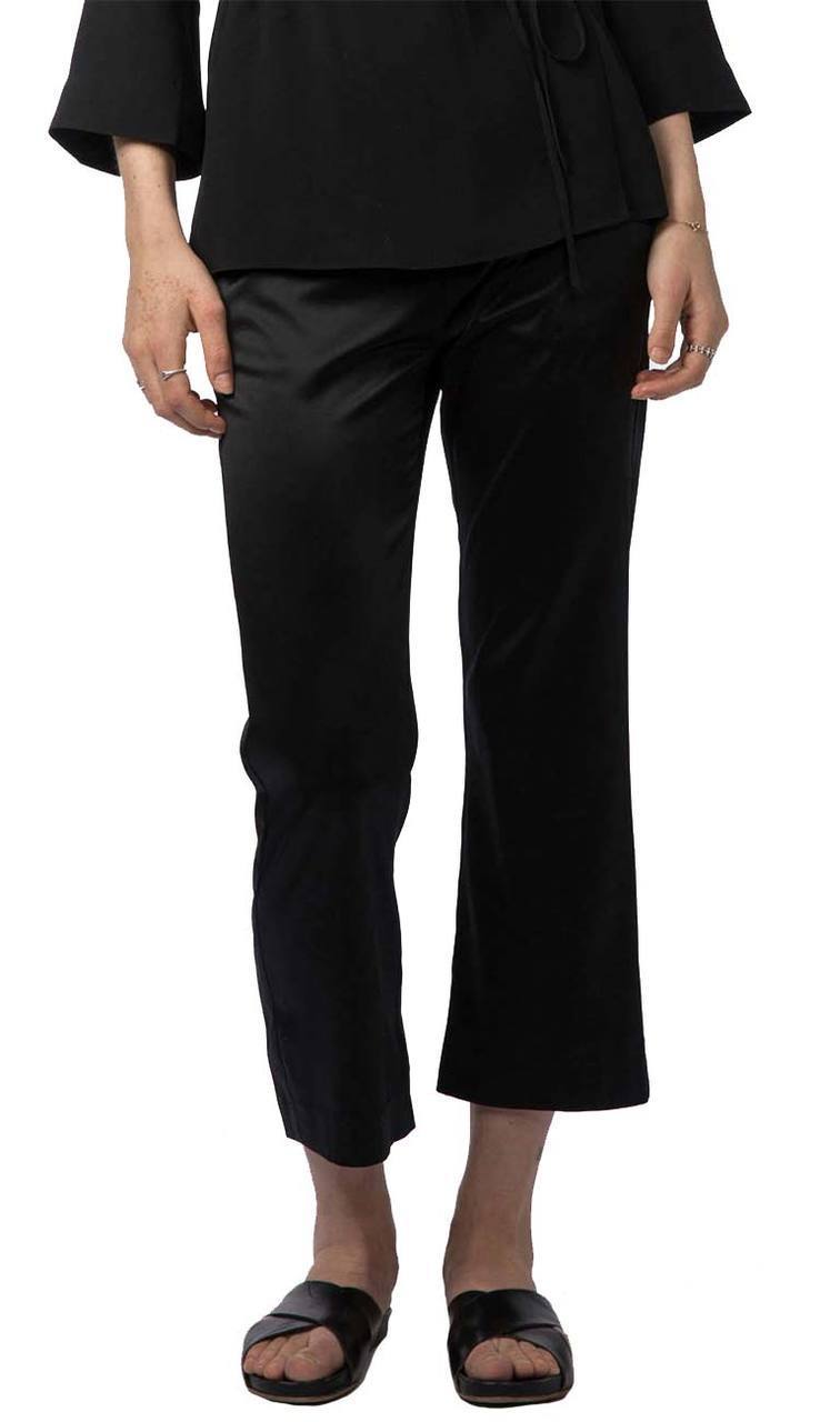 black satin capri pants