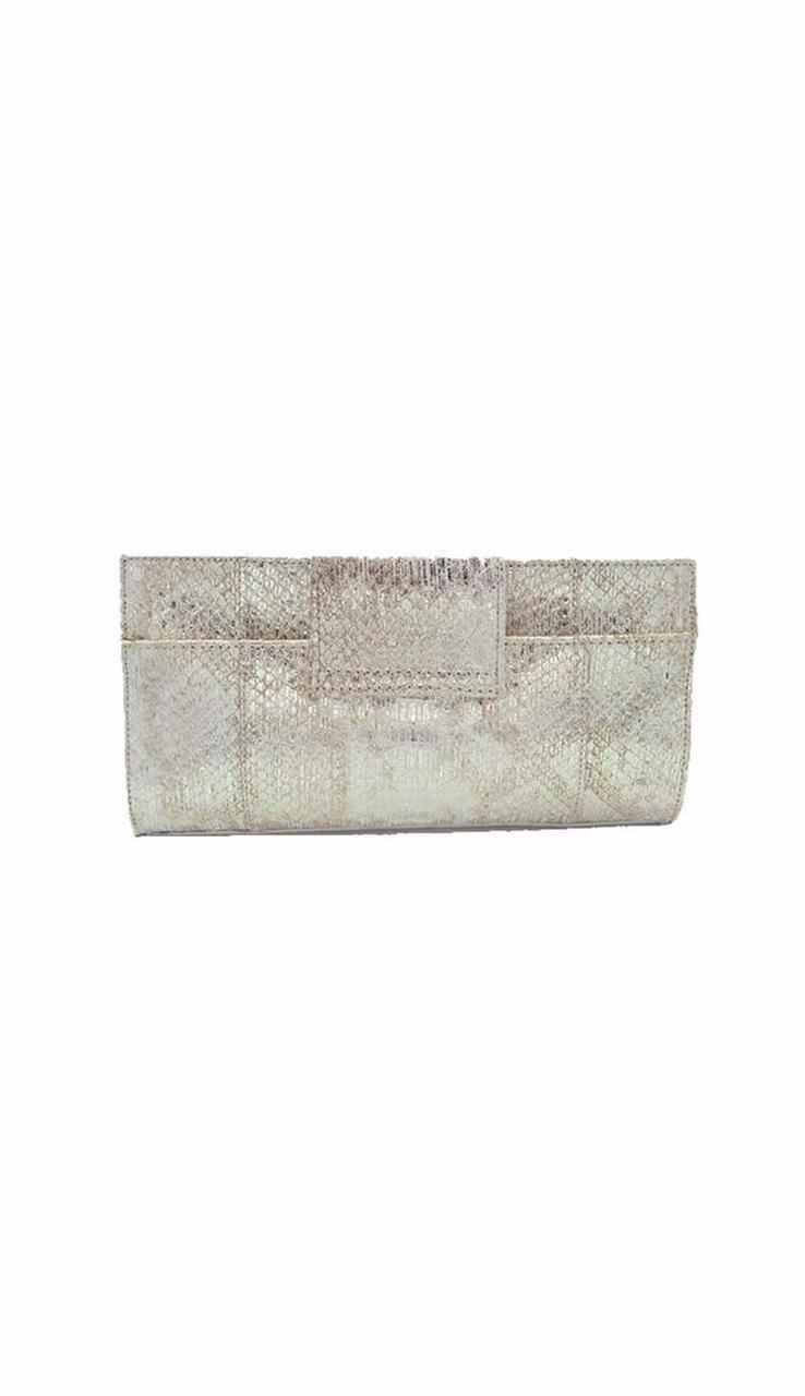 beige snakeskin clutch bag