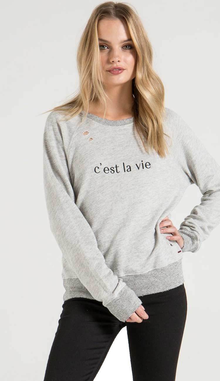 C Est La Vie Sweater By N Philanthropy Grey Crew Neck Sweater Paula Chlo