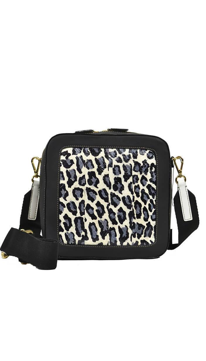 black leopard print handbag
