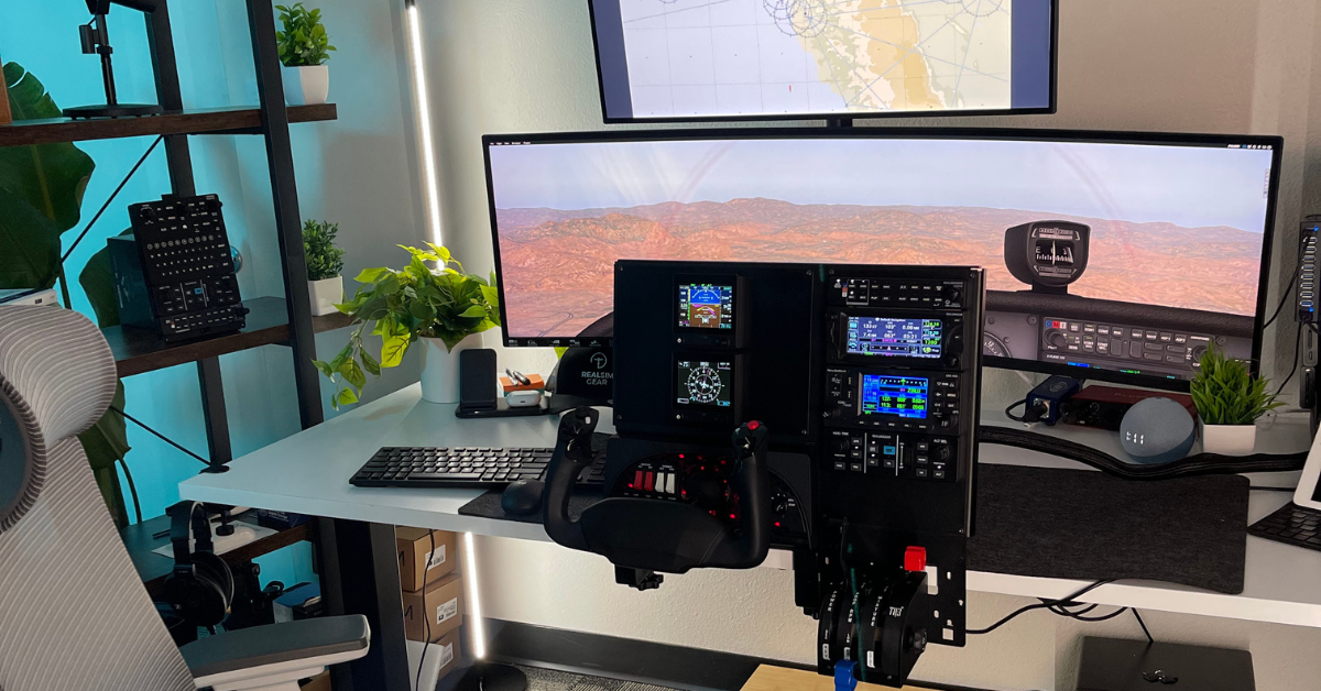 Home Flight Simulator on a desk