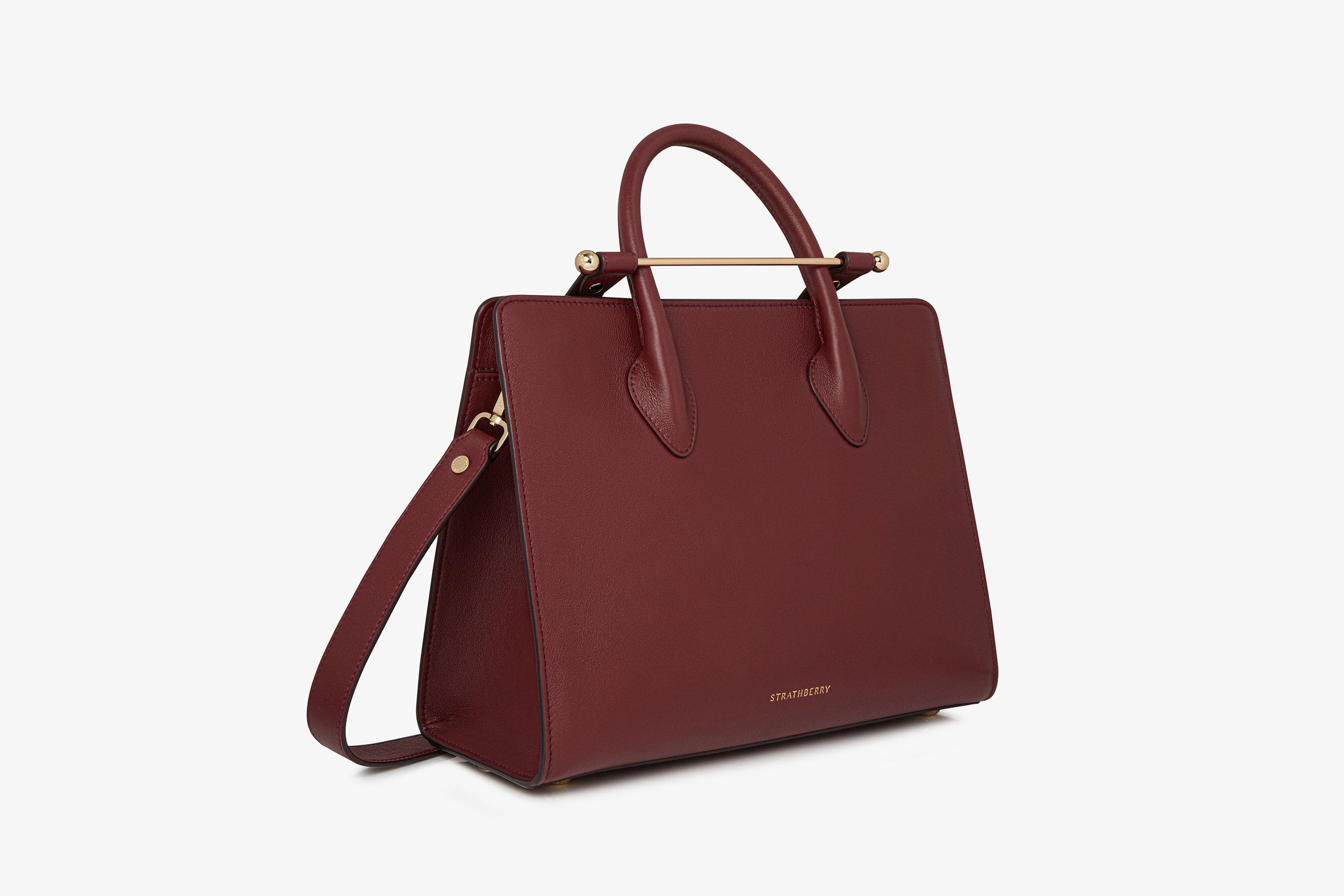 A view showcasing our The Strathberry Midi Tote - Oxblood