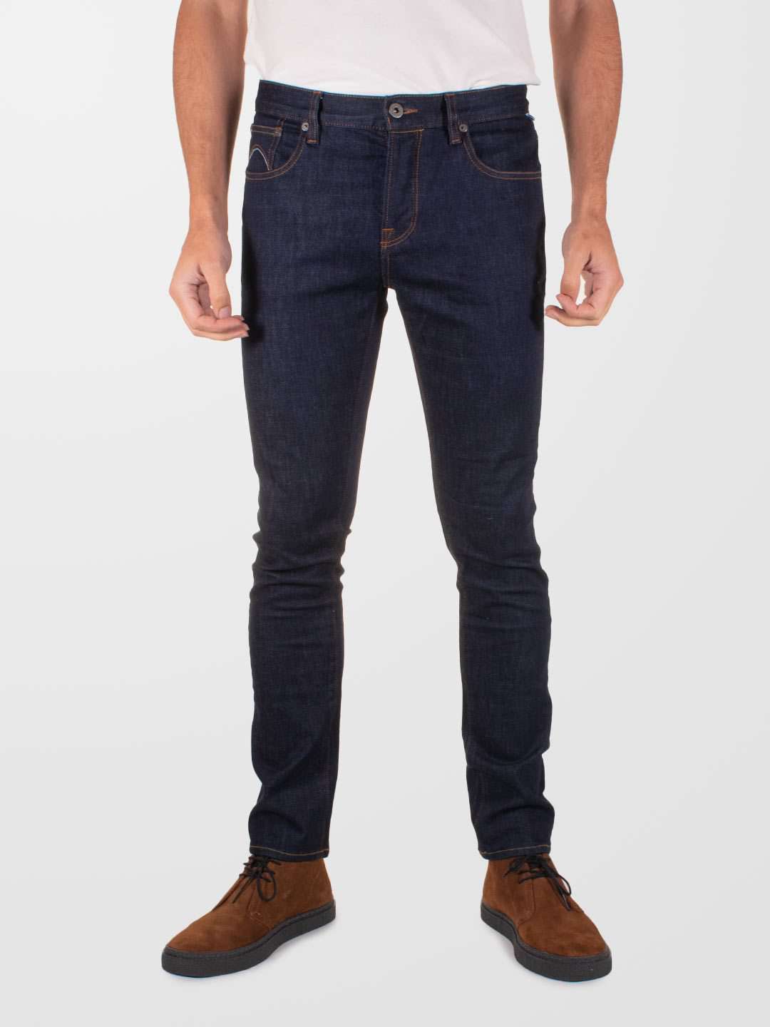 men's dark distressed jeans
