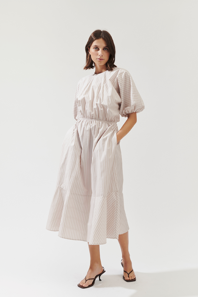 JENO DRESS - BEIGE STRIPED – Stylein