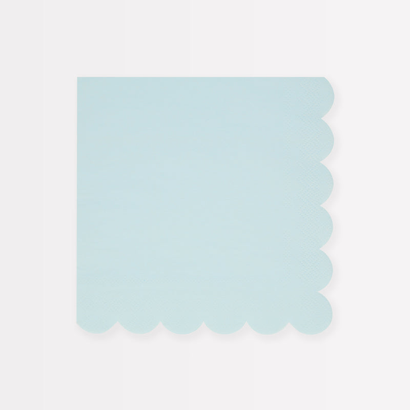 Our large party napkins, in summer sky blue, have a stylish scalloped edge - perfect for baby showers or birthday parties. Image1