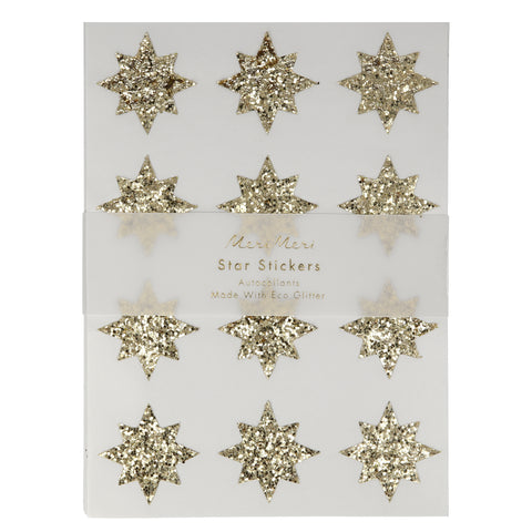 Glitter Stickers Stars 1 inch - Two Color Way - Silver Green