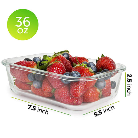 Prep Naturals - Glass Food Storage Containers - Meal Prep Container - 5  Packs, 2 Compartments, 36 Oz