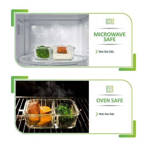 Glass Meal Prep Containers 2 Compartment - 3 Pack – PrepNaturals