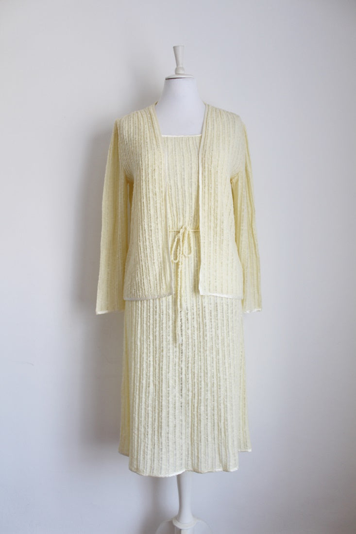 VINTAGE TWO PIECE KNITTED DRESS JERSEY SET - SIZE 14