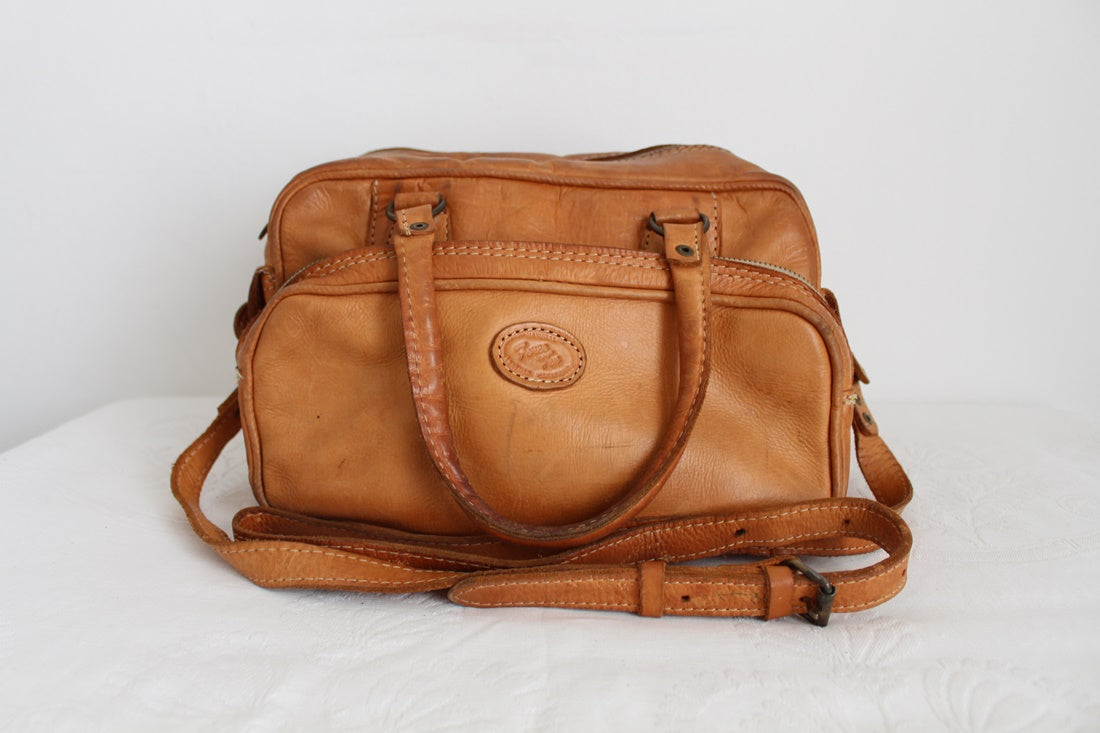 GENUINE LEATHER VINTAGE TAN BROWN CAMERA BAG