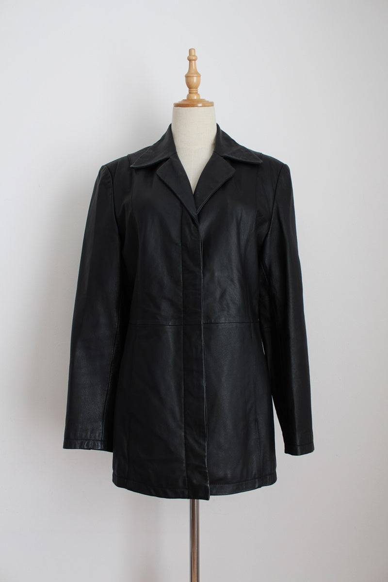 GENUINE PIG NAPPA LEATHER VINTAGE PANELED COAT - SIZE 10