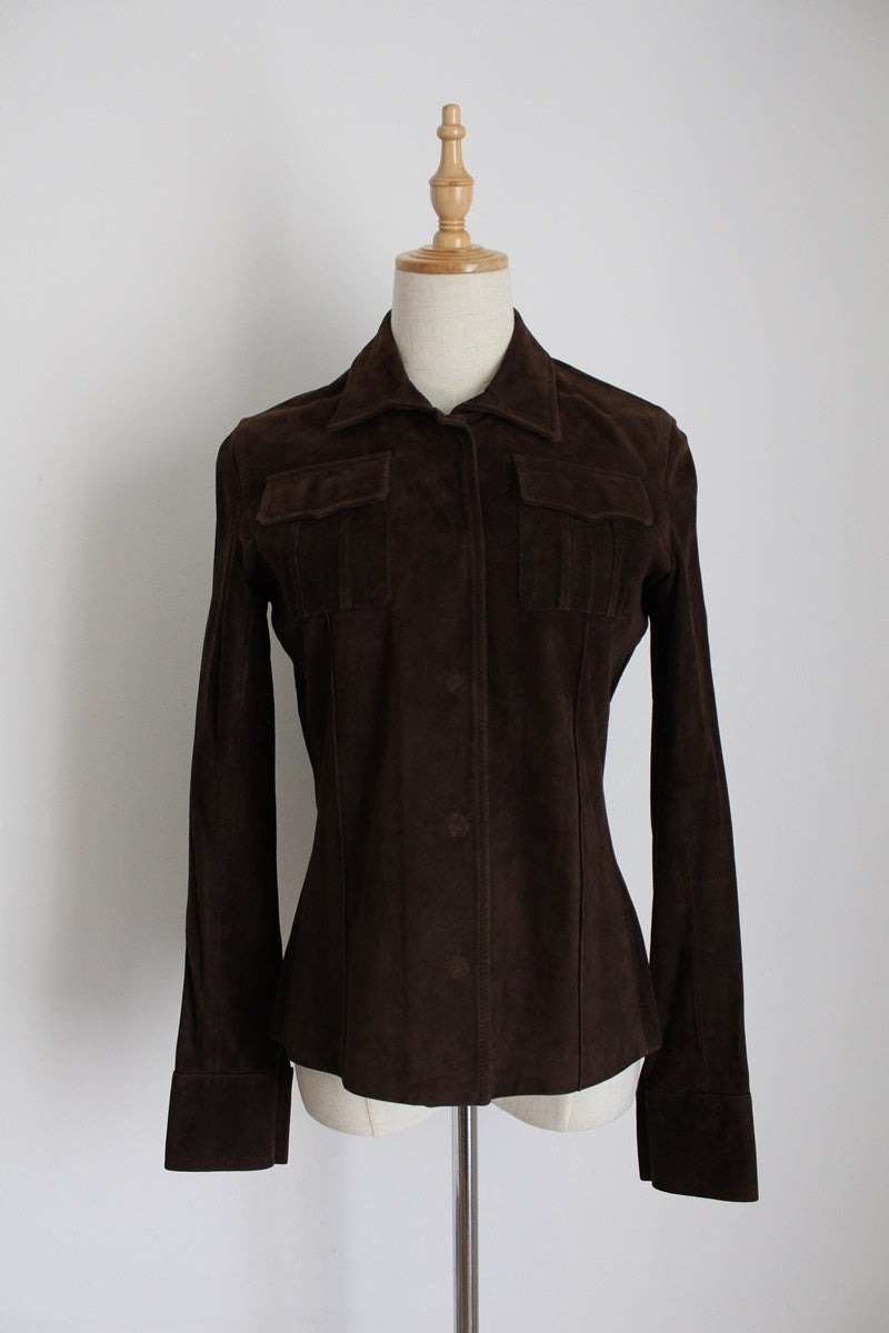 JOSEPH DESIGNER GENUINE SUEDE JACKET - SIZE 6