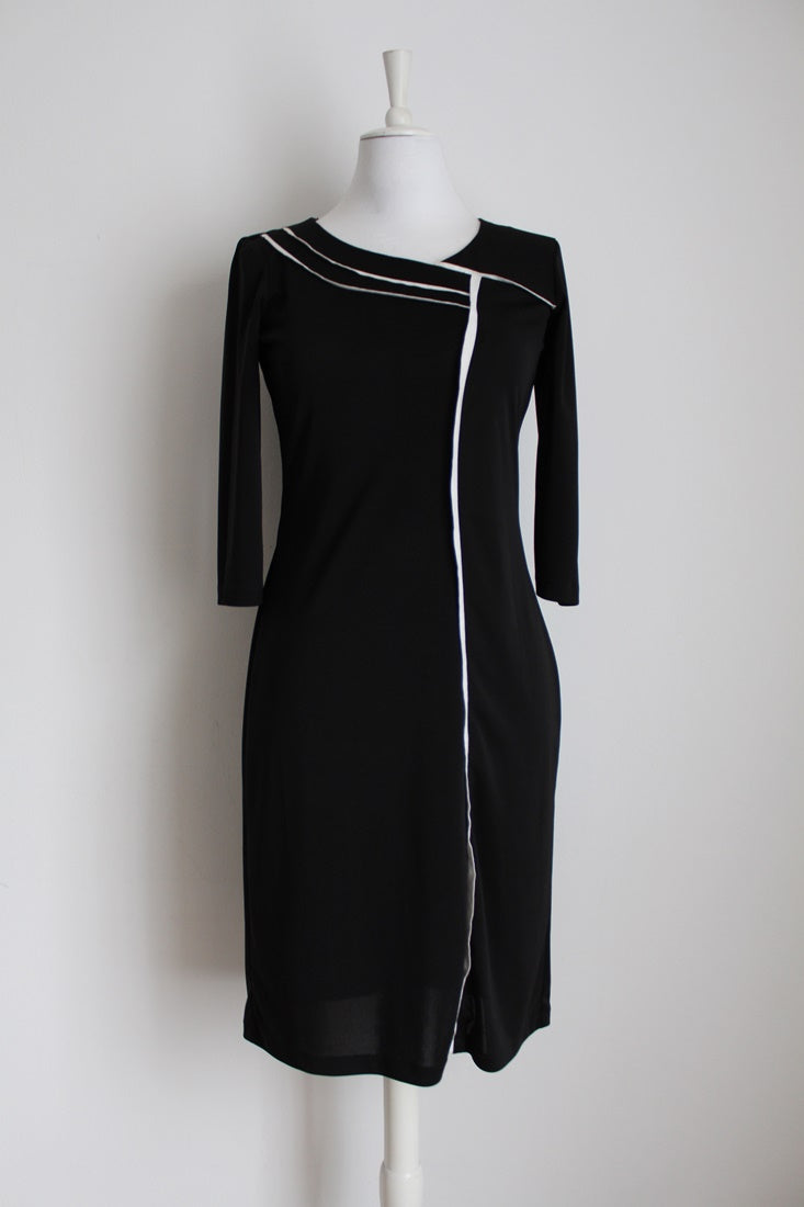 ROSENWERTH DESIGNER VINTAGE BLACK WHITE DRESS - SIZE 8