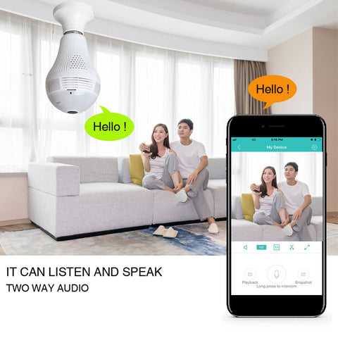 Light bulb Camera with built in microphone and two way Communication 