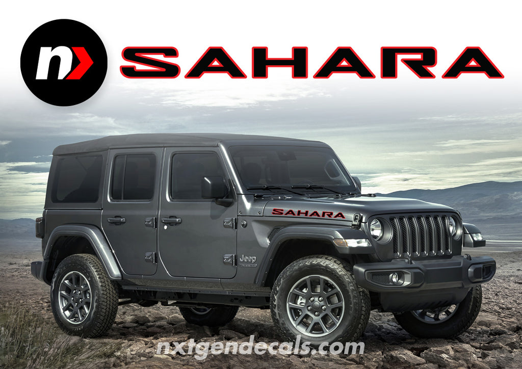 Jeep SAHARA Hood Vinyl Decals JL JT 2018 2022 – NxtGen Decals