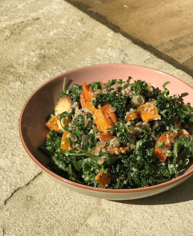 TRY THIS: ROASTED ROOTS LENTIL QUINOA SALAD WITH A MUSTARD VINAIGRETTE