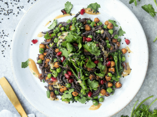 Black Rice Soba Noodles with Miso Dressing