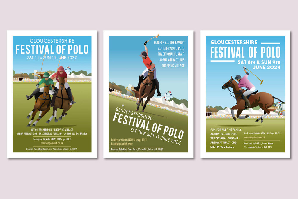 Gloucestershire Polo Festival posters 2022-2024