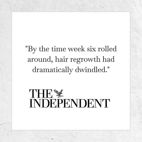 Press quote from The Independent - by the time week six rolled around, my hair regrowth had dramatically dwindled