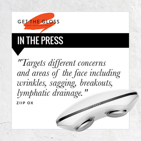 Get the gloss press quote, targets different concerns and areas of the face including wrinkles, sagging, breakouts, lympahitc drainage.