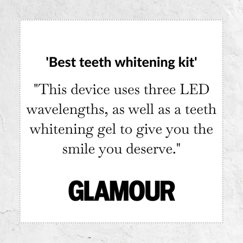 GLAMOUR magazine says this device uses three LED wavelengths, as well as a teeth whitening gel to give you the smile you deserve.