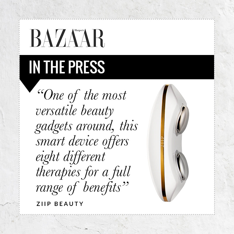 Harpers Baazar press quote, One of the mose versatile beauty gadgets around, this smart device offers different therapies for a full range of benefits.