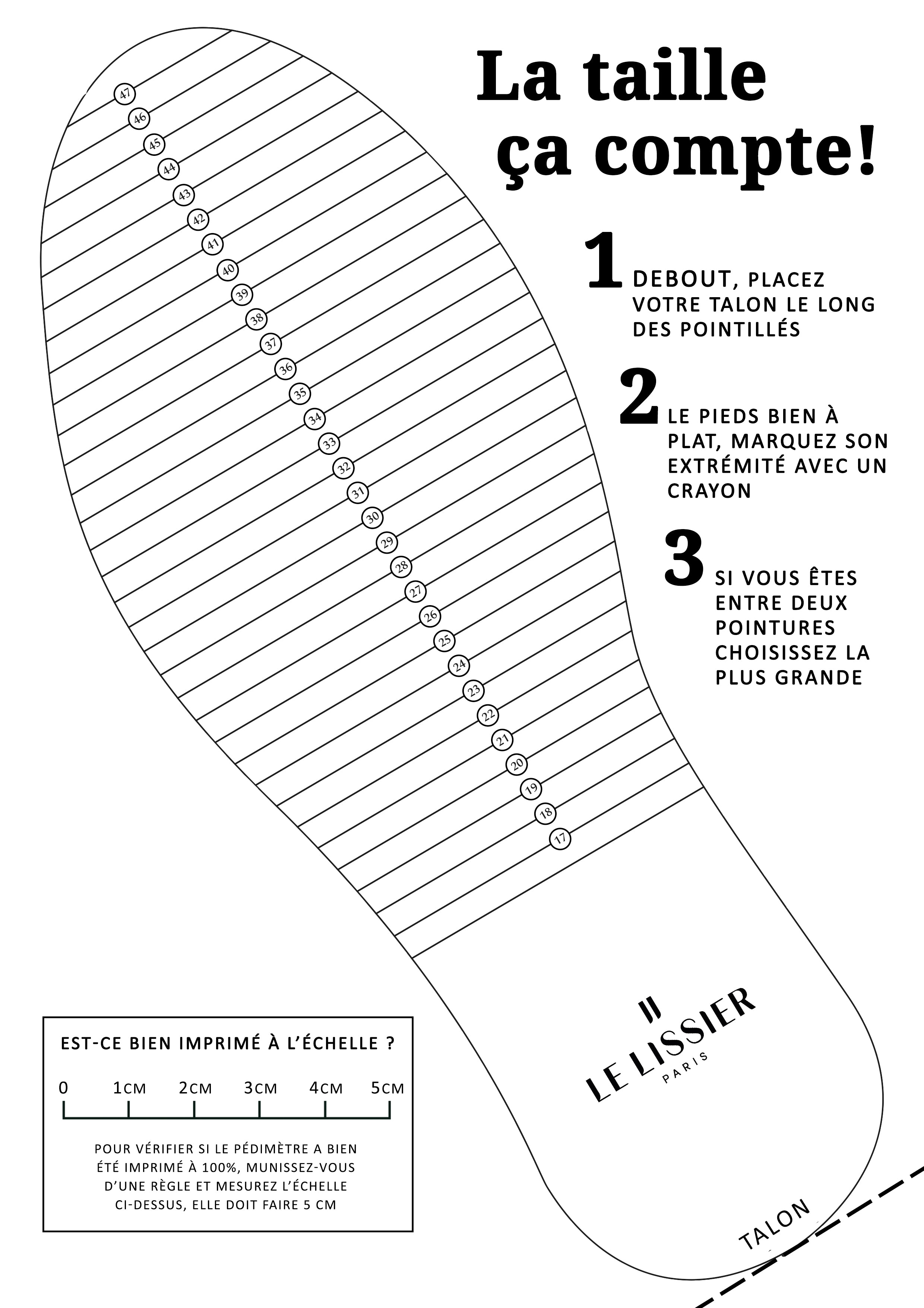 Pédimètre - Choisir la bonne pointure - Le Lissier