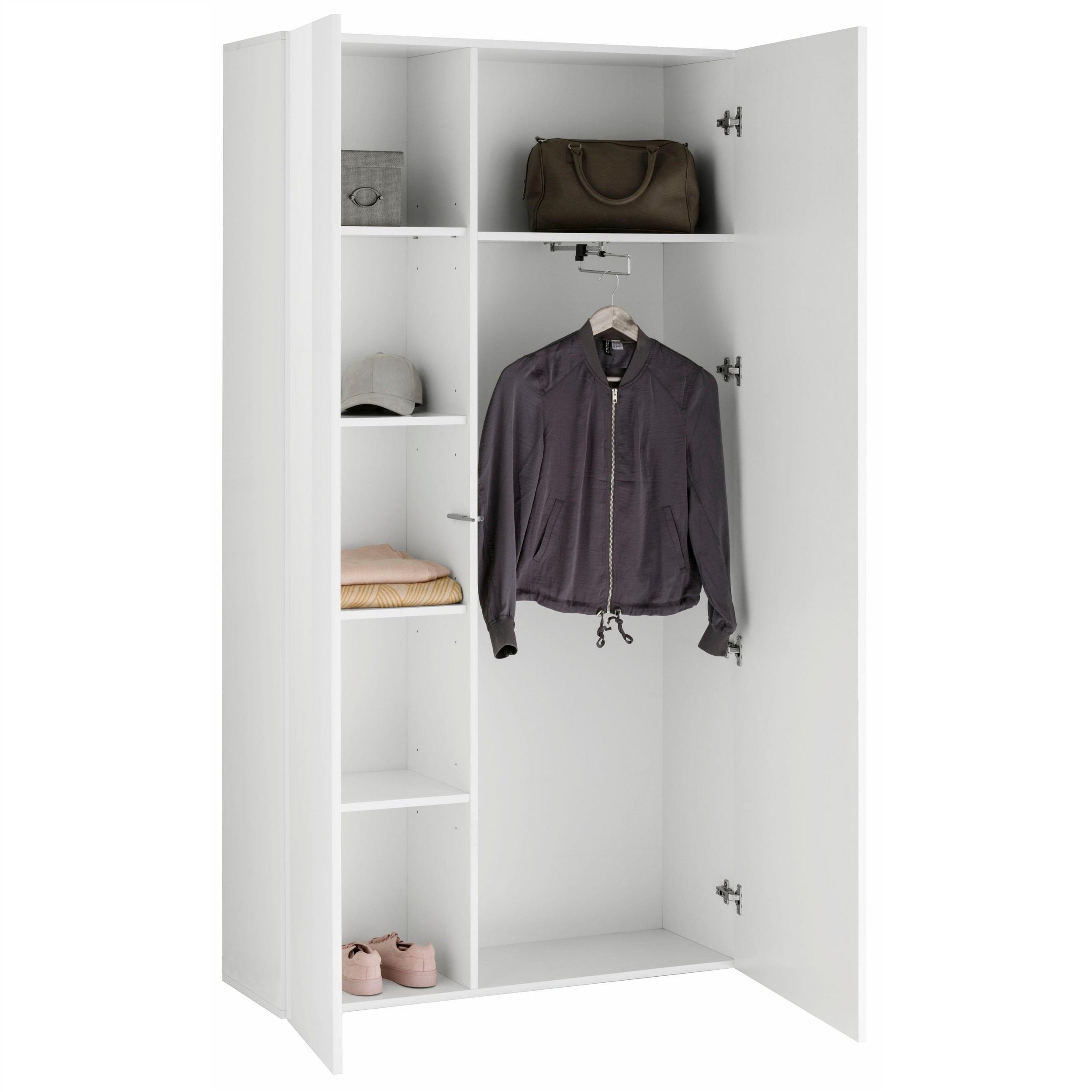 Treviso White Gloss 2 Doors Coat Armoire With Mirror