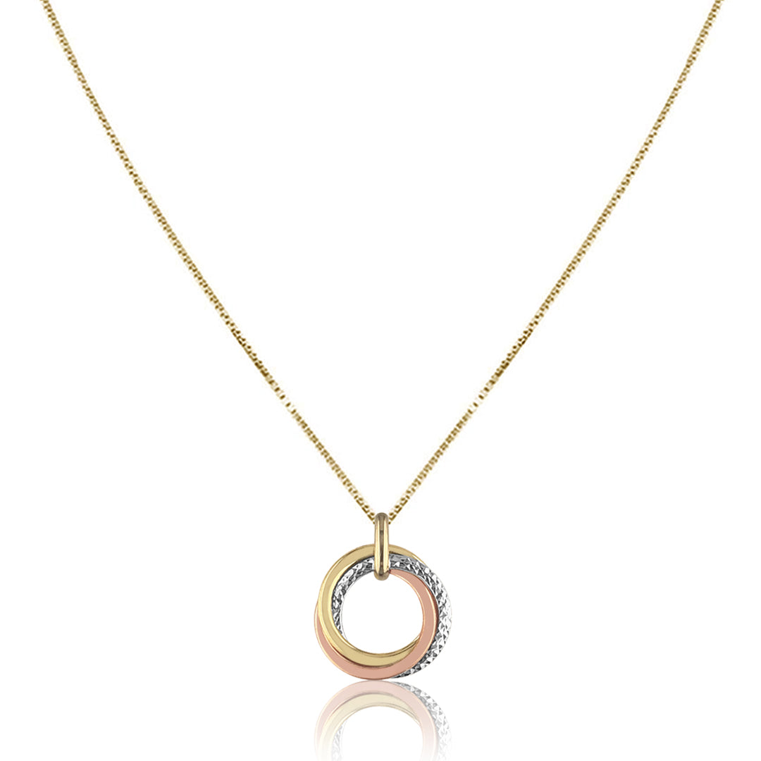 14K Tricolor circle pendant necklace - 14 Karat Club