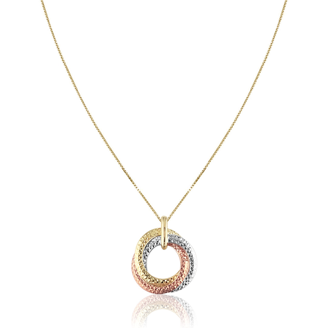 14K Tricolor circle pendant necklace - 14 Karat Club