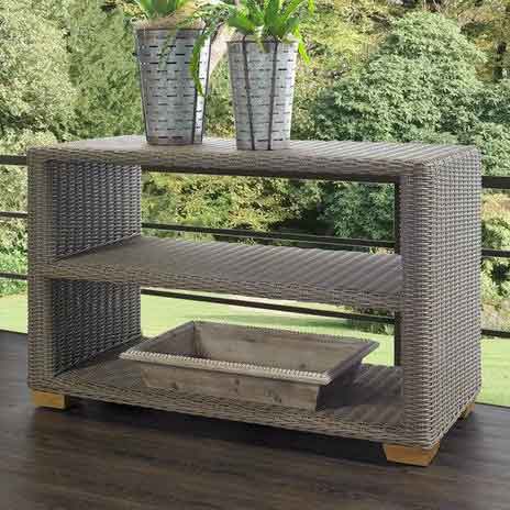 outdoor faux stone console table