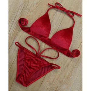 red push up bikini set